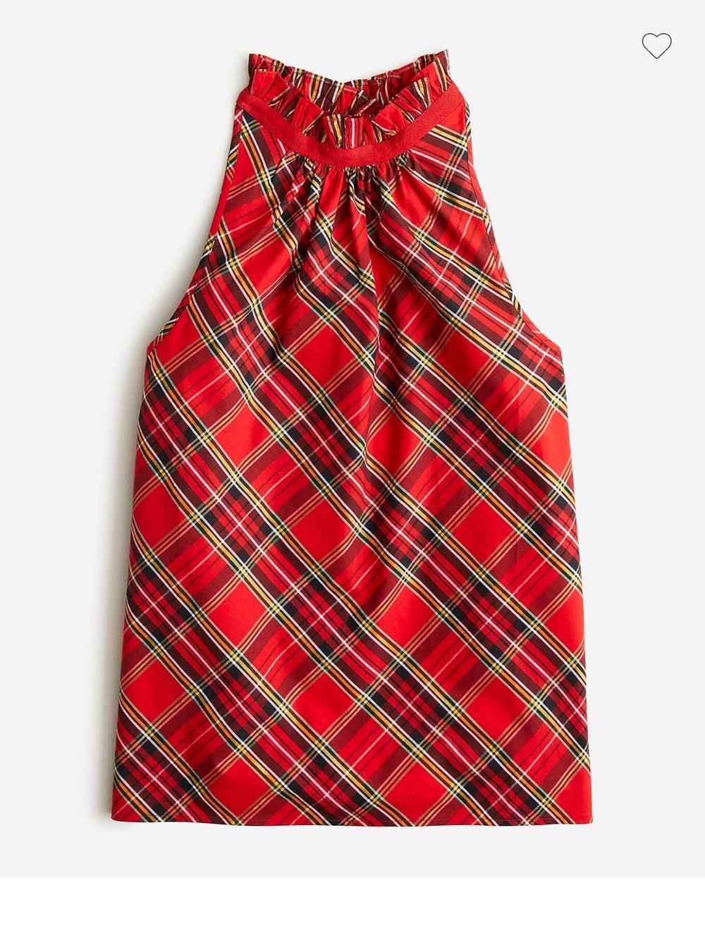 J. Crew NWT Red Ruffleneck Sleeveless 💯% Cotton Poplin Top in Good Tidings Plaid
